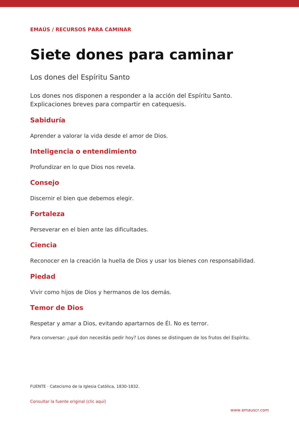 Los dones del Espíritu Santo